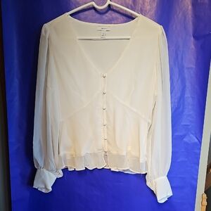 Nine West Cream Button-Front Blouse